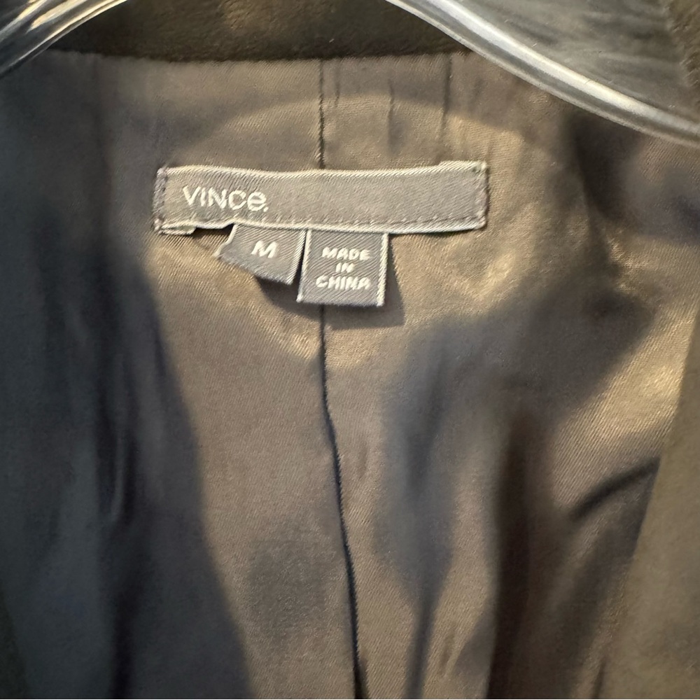 VINCE Military Moto Lambskin Paper Leather Vest Jacket in Olive Green | M - Picture 4 of 6